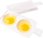 White 2 Slots Microwave Oven Egg Steamer Poacher Cooker, Egg Cooker Poacher with 2 Cavity Egg Boiler Boil Steamer Kitchen Tool,Rectangular,Poach Eggs, Boil Cook Steam Eggs Poachers Specialty Cookware