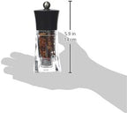 Manual chili pepper mill, chocolate finish, beech wood and acrylic, 14 cm