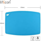 Liflicon Extra Large Thick Silicone Cutting Boards for Kitchen 14.6'' x 10.43'' Flexible Cutting Chopping Boards/Mats Non-slip Deep Drip Juice Groove, Dishwasher Safe-Blue