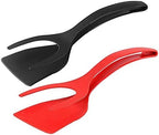 1pcs Multifunctional 2 in 1 Non Stick Bread Egg Turners Cooking Tongs Gadgets For Kitchen Utensils Spatula Cooking Tool(D)