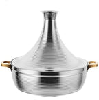 Large Stainless Steel Moroccan Tagine Pot, 30cm Non-Stick Tajine Casserole with Cone Lid & 2 Handles, Elegant Gold Finish for Authentic Moroccan Cooking