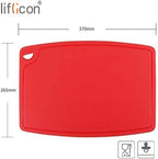 Liflicon Extra Large Thick Silicone Cutting Boards for Kitchen 14.6'' x 10.43'' Flexible Cutting Chopping Boards/Mats Non-slip Deep Drip Juice Groove, Dishwasher Safe-Red
