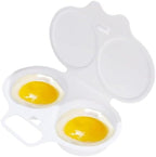 White Egg Poacher, Plastic Egg Boiler Poacher, 2 Cavity Nonstick Poached Egg Maker With Lid, Egg Poacher Microwave Egg Cooker, Drain Poached Egg Cups Cookware,Kitchen Dining Specialty Cookware