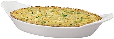 HIC Kitchen HIC Kitchen Oval Au Gratin Baking Dish Set, Fine White Porcelain, 10-Inch, Set of 4 Au Gratin Baking Dish Set, Fine White Porcelain, 10-Inch, Set of 4