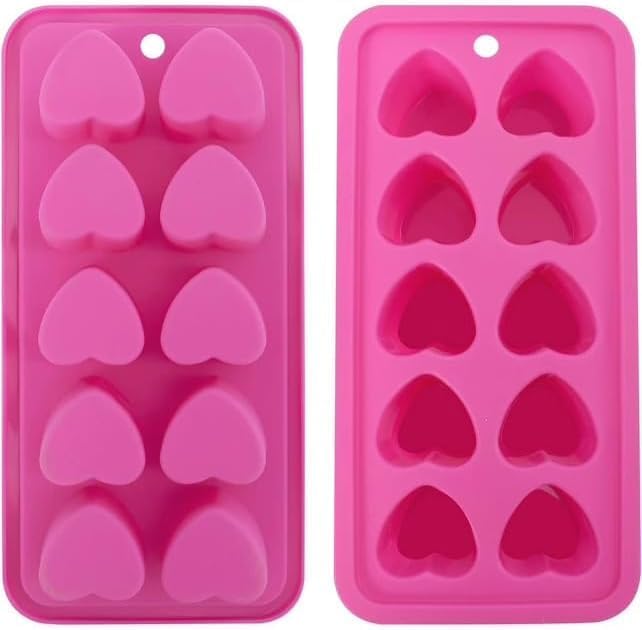 1Pc Pink Tray Heart Ice Cube Tray, BPA Free Shaped Ice Cube Trays for Drinks, Dishwasher Safe Silicone Molds for Making Candle, Candy, Specialty Tools and Gadgets