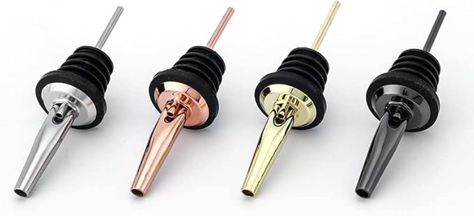 Pafusen 6 Pack Liquor Bottle Pourers, Liquor Pour Spout for Liquor Bottles, Stainless Steel Olive oil Dispenser Spout, Alcohol Pourer Spouts Dust Caps Covers, Rose Gold