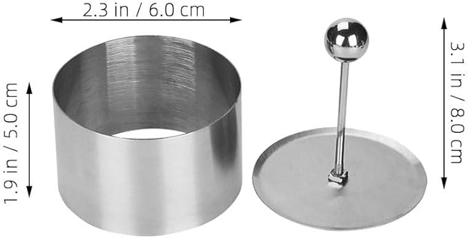 POPETPOP Round Stainless Steel Cake Rings: Round Food Molding Set - Mousse Cake Ring Mold with Press Set for Home Cooking And Baking S