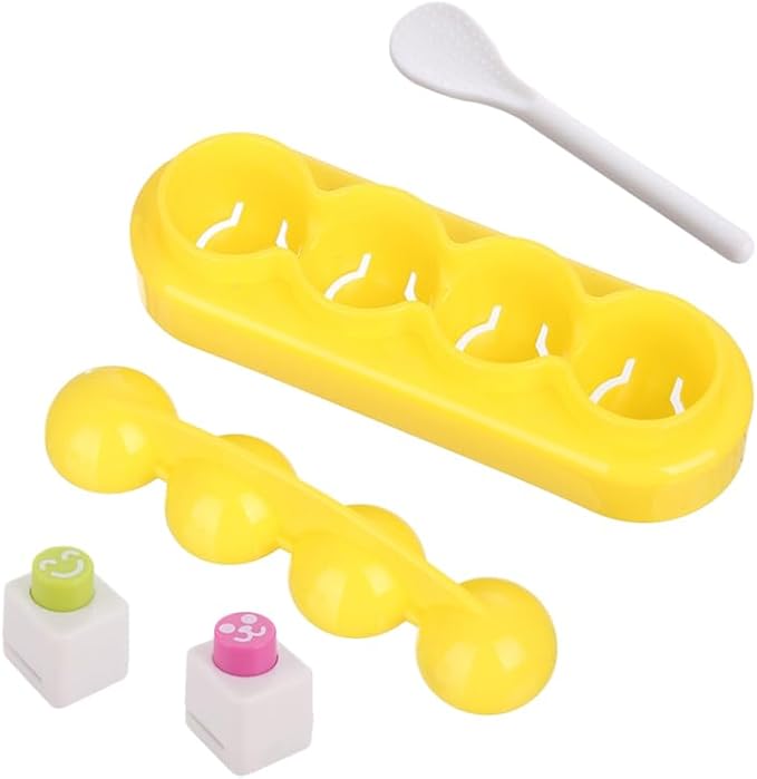Cabilock Rice Ball Making Kit with Seaweed Embossing Mold and Spoon Kids Diy Sushi Mold Set Creative Rice Shaper for Lunch Boxes Non-Stick Kitchen Gadget