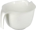 Glad Mixing Bowl with Handle – 3 Quart | Heavy Duty Plastic with Pour Spout and Non-Slip Base | Dishwasher Safe Kitchen Supplies for Cooking and Baking, White (Pack of 6)