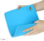 Liflicon Thick Silicone Cutting Board 12.6'' x 9.1'' Foldable & Flexible Design Juice Grooves Easy Grip Handle Dishwasher Safe-Blue