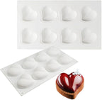 Heart Silicone Chocolate Mold DIY Cake Accessories Molds Kitchen Ice Cubes Biscuit Pastry Manual Baking Mould (Heart F_11.8 X6.8 X0.8inch)