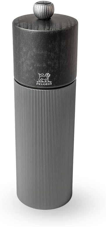 PEUGEOT-Line Pepper Mill - Classic Grind Adjustment -Aluminum and PEFC Certified Wood - Made in France- Carbon Color. 18 cm-7"