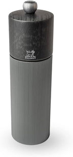 PEUGEOT-Line Pepper Mill - Classic Grind Adjustment -Aluminum and PEFC Certified Wood - Made in France- Carbon Color. 18 cm-7"