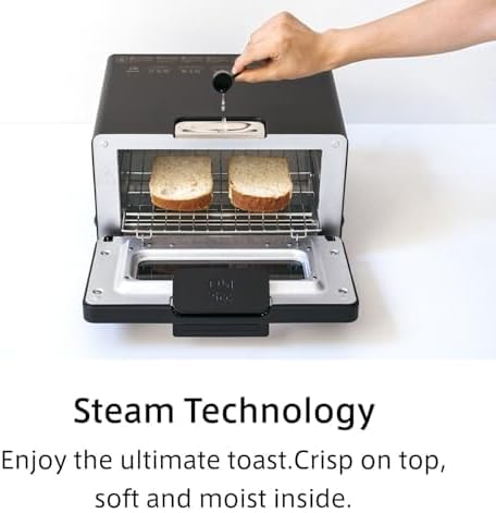BALMUDA The Toaster | Steam Oven Toaster | Compact Size 14.1" W x 12.6" D x 8.2" H | 5 Cooking Modes: Sandwich Bread, Artisan Bread, Pizza & Pastry, Oven | Baking Pan Included | US Version | Black