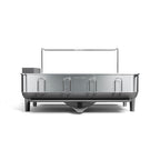 simplehuman Large Capacity Dish Drying Rack with Stainless Steel Frame, 360º Easy Drain Swivel Spout, Utensil & Wine Glass Holder, Anti-Residue Coating, Moisture Control Surface, Grey