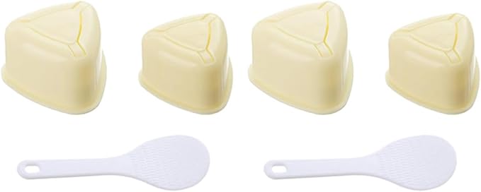 Homoyoyo Sushi Making Kit 6pcs Triangle Onigiri Rice Ball Molds DIY Tools Set Yellow Convenient Kitchen Gadgets for Bento Lunch and Home Cooking