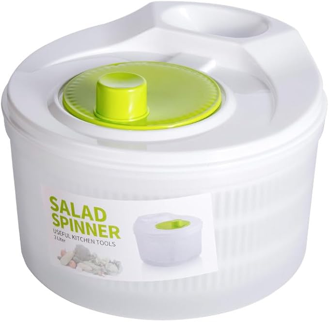 Salad Drainer, 3L Capacity Salad Spinner with Drainboard Multifunctional Salad Drainer with Bowl and Strainer, Hand Crank Salad Dryer Vegetable Spinner for Cooking, 9 In Diameter