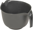 Glad Mixing Bowl with Handle – 3 Quart | Heavy Duty Plastic with Pour Spout and Non-Slip Base | Dishwasher Safe Kitchen Supplies for Cooking and Baking, Grey