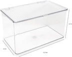 Isaac Jacobs Large Stackable Organizer Bin (10.75” x 6.5” x 6.1”) w Hinged Lid Clear Storage Box Home Office School Fridge Bathroom Kitchen Pantry Container BPAFree Food Safe (Large Clear)