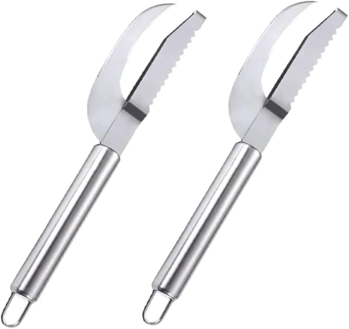 2pcs Fish Remover Set Stainless Steel Handle Multi-Use Fish Scaler and Belly Opener Tool for Kitchen Reusable Gadget