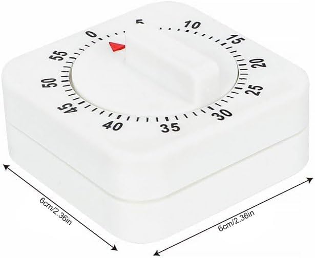 1Pc White Simple Fashionable Timer Clock,60-Minute Mechanical Kitchen Wind up Timer Visual Cooking Clock with Loud Alarm No Batteries Required for Cooking Baking and Kitchen,Thermometers and Timers