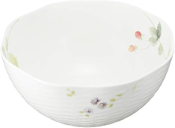 Narumi 51281-21911P Lucy Garden Salad Bowl, Diameter 8.7 inches (22 cm), Berry Pattern, Stylish, Cute, Relief, Wedding Gift, Microwave Warming, Dishwasher Safe, Gift Box Included