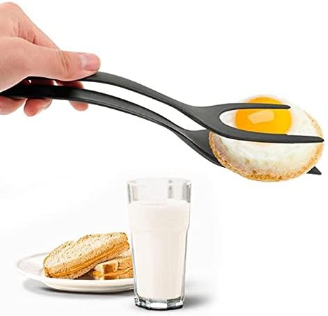 1pcs Multifunctional 2 in 1 Non Stick Bread Egg Turners Cooking Tongs Gadgets For Kitchen Utensils Spatula Cooking Tool(D)