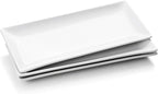 WishDeco Serving Platters Set of 3, Large Serving Trays 14 inch, White Serving Plates, Ceramic Rectangle Plate, Long Platter for Cake, Sushi, Steak, Dessert, Buffet