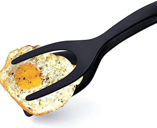 1pcs Multifunctional 2 in 1 Non Stick Bread Egg Turners Cooking Tongs Gadgets For Kitchen Utensils Spatula Cooking Tool(D)