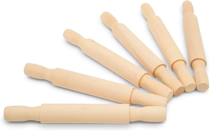Wooden Mini Rolling Pin, 7 Inches Long, Pack of 50, Perfect for Fondant, Pasta, Baking in the Kitchen, Crafting, by Woodpeckers