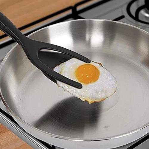 1pcs Multifunctional 2 in 1 Non Stick Bread Egg Turners Cooking Tongs Gadgets For Kitchen Utensils Spatula Cooking Tool(D)