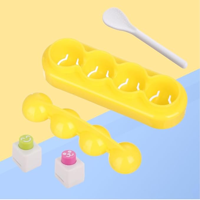 Cabilock Rice Ball Making Kit with Seaweed Embossing Mold and Spoon Kids Diy Sushi Mold Set Creative Rice Shaper for Lunch Boxes Non-Stick Kitchen Gadget