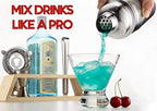 Bartender Kit with Bamboo Stand, Cocktail Shaker Set and Bar Accessories for Home Bar, Drink Mixing, and Mixology Kit
