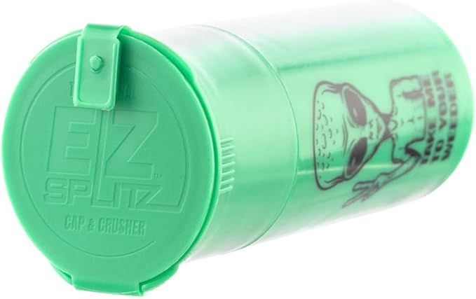 EZ SPLITZ Cap & Crusher - 2-in-1 Herb Grinder with Extra Large Storage - Pop Art Edition (Green)