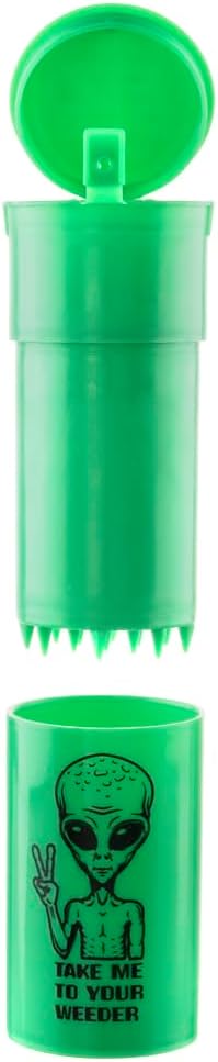 EZ SPLITZ Cap & Crusher - 2-in-1 Herb Grinder with Extra Large Storage - Pop Art Edition (Green)