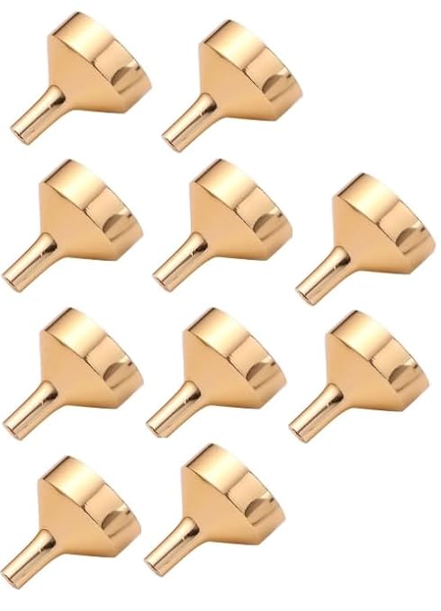10 pcs Gold Mini Metal Funnels Set, Mini Filling Funnel Liquid Refill Funnel for Transferring Essential Oils, Liquid, Perfume, Small Mini Bottles Specialty Tools and Gadgets