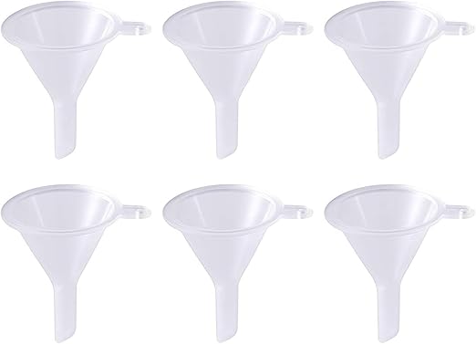 6Pcs Mini Clear Plastic Funnel for Bottling Cosmetics, Liquids, and Oil Filling - Small Funnel for Easy Transfer of Essential Oils and Perfumes, Specialty Tools Gadgets