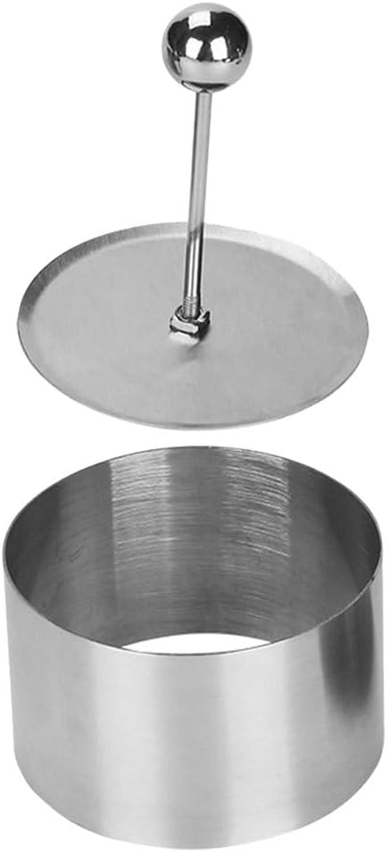 POPETPOP Round Stainless Steel Cake Rings: Round Food Molding Set - Mousse Cake Ring Mold with Press Set for Home Cooking And Baking M
