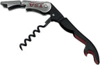 TSA Compliant Corkscrew Bottle Opener, Black Double Hinged, Stainless Steel Wine Key (1 Pack)