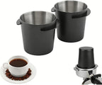 2PCS Coffee Dosing Cup 54mm, Stainless Steel Espresso coffee Dosing Cup Espresso coffee Machine Accessories, Coffee Powder Feeder Part coffee Grinder Powder cup Compatible (2, Black, 54mm)