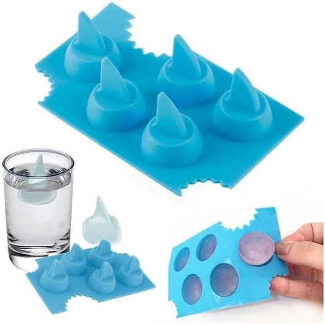 Blue Silicone Ice Cube Trays For Freezer Shark Fin Shape Ice Cube Tray,Novelty Silicone Diy Mould Shark Fin Chocolate Jello Mould Mold Ice Cube Tray Specialty Tools and Gadgets