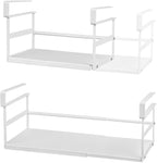Under Shelf Storage Basket, 2 Pack Heavy-Duty Hanging Baskets Under Cabinet Shelf Organizer, Add-on Space Saver Kitchen, Pantry, Laundry Room, Slide-in White Shallow Depth