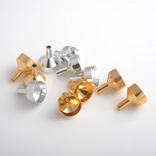 10 pcs Gold Mini Metal Funnels Set, Mini Filling Funnel Liquid Refill Funnel for Transferring Essential Oils, Liquid, Perfume, Small Mini Bottles Specialty Tools and Gadgets