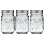 Ball Glass Mason Jar, Regular Mouth, Pint Size, 16 OZ (Pack of 3)