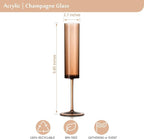 24 Pack Acrylic Amber Champagne Glasses Dark Orange Wine Glasses Terracotta Champagne Flutes Champagne Flutes Goblets for Wedding Reception Cocktail Cups Wedding Toasting Glasses Terracotta Decor