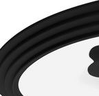 LSR Loreso Universal Pan Lid for Pots Pans and Skillets 10-11.5 Inch - Tempered Glass Pot Lid with Auto-Sizing Silicone Rim - Black