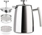 Secura French Press Coffee Maker, 17-Ounce, 304 Stainless Steel Insulated Coffee Press with Extra Screen