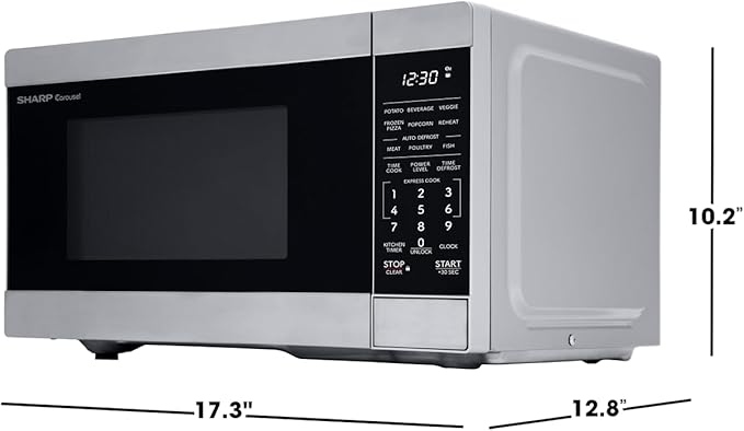 SHARP Compact Countertop Microwave Oven with Removable 10" Carousel Turntable, 700 Watt, 0.7 Cubic Feet, Stainless Steel