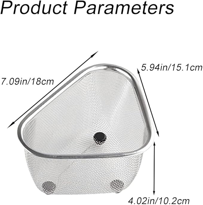 Triangle Basket Triangle Sink Colander Food Strainer with Three Feet for Washing Fruits and Vegetables, Filtering Food Waste and Efficient Straining, Perfect for Daily Use in Kitchen