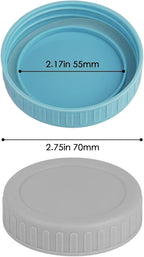 Vaincre 8PCS Mason Jar Lids - Colored Plastic Mason Lids Regular Mouth, Leak Proof Canning Covers with Silicone Rings for Ball, Kerr and More, Reusable Can Tops Caps Covers for Jars